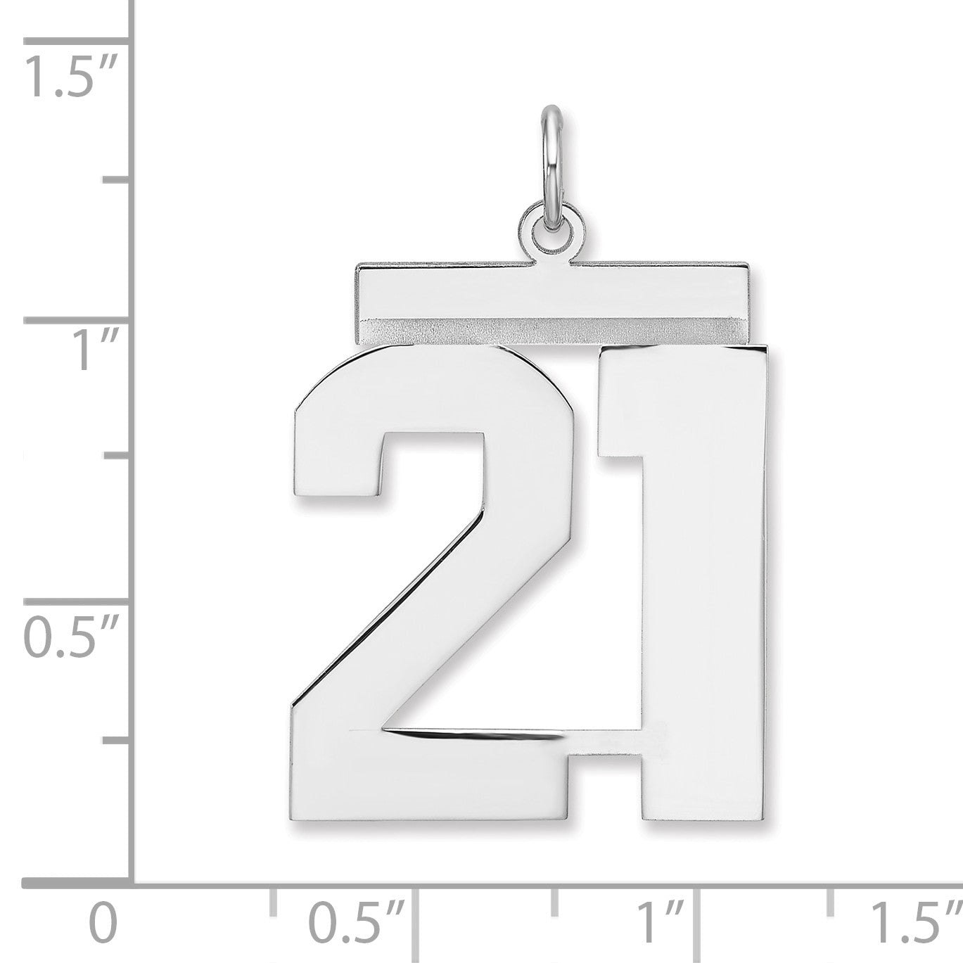 Sterling Silver/Rhodium-plated Polished Number 21 Charm