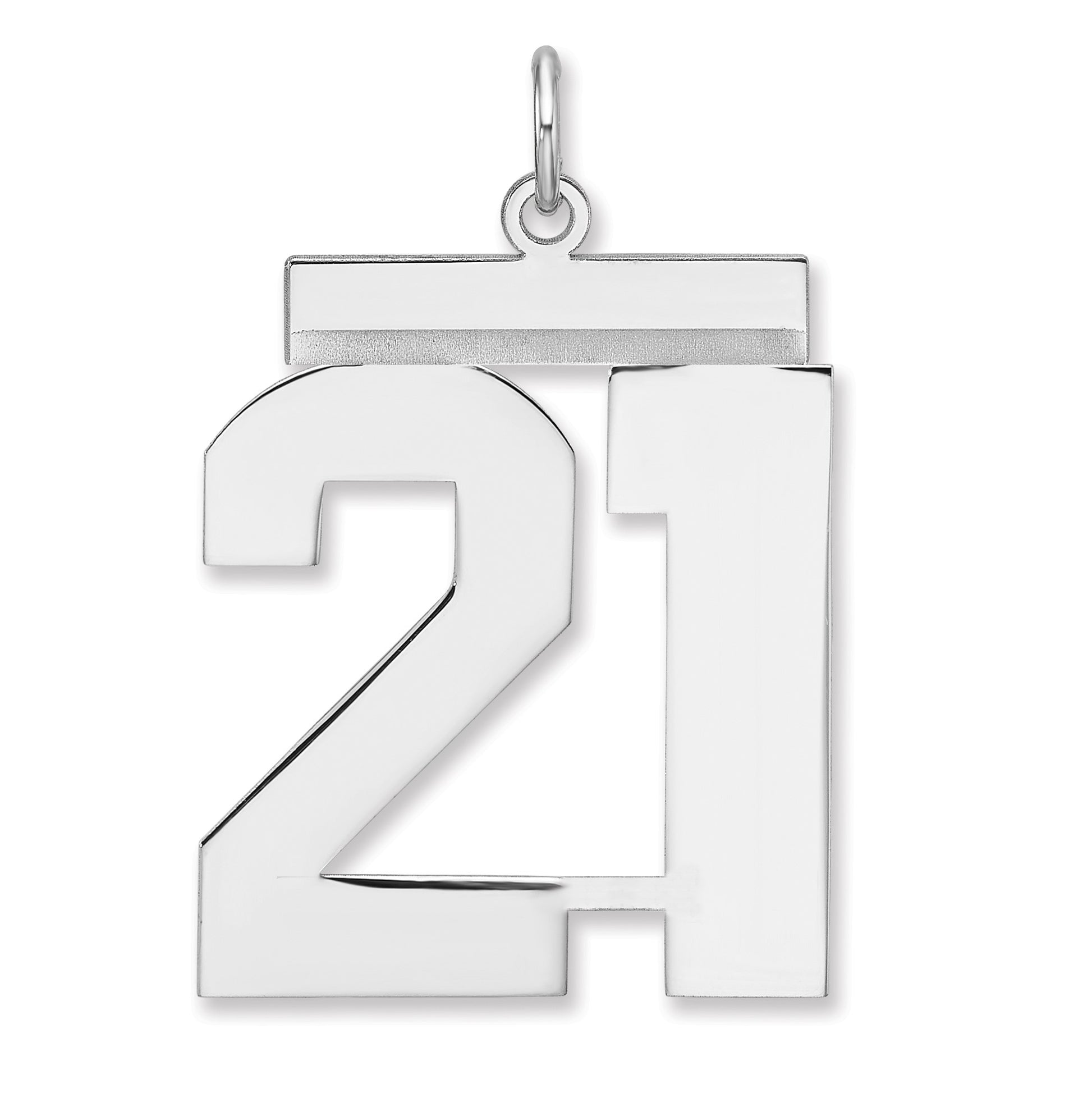 Sterling Silver/Rhodium-plated Polished Number 21 Charm