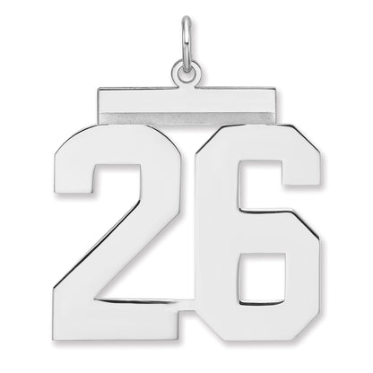 Sterling Silver/Rhodium-plated Polished Number 26 Charm