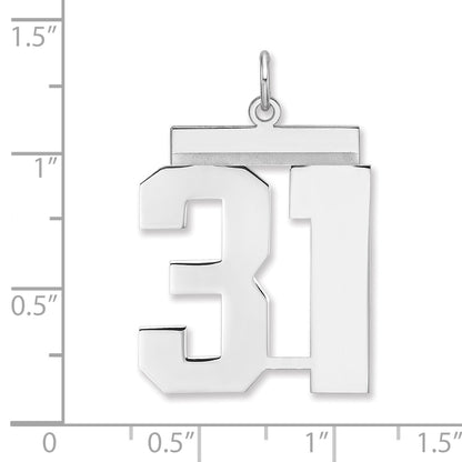 Sterling Silver/Rhodium-plated Polished Number 31 Charm