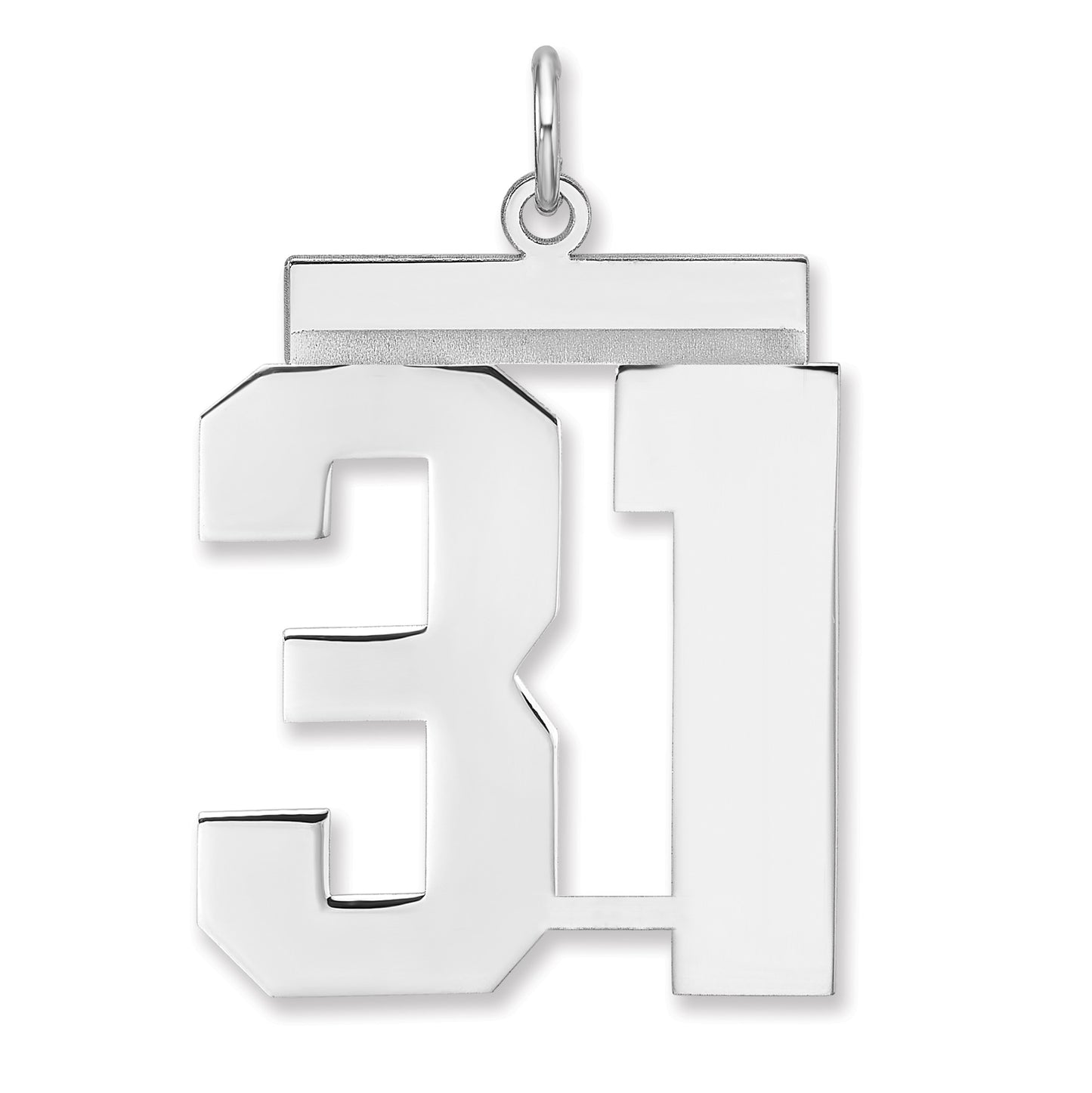 Sterling Silver/Rhodium-plated Polished Number 31 Charm
