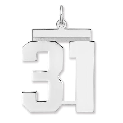 Sterling Silver/Rhodium-plated Polished Number 31 Charm