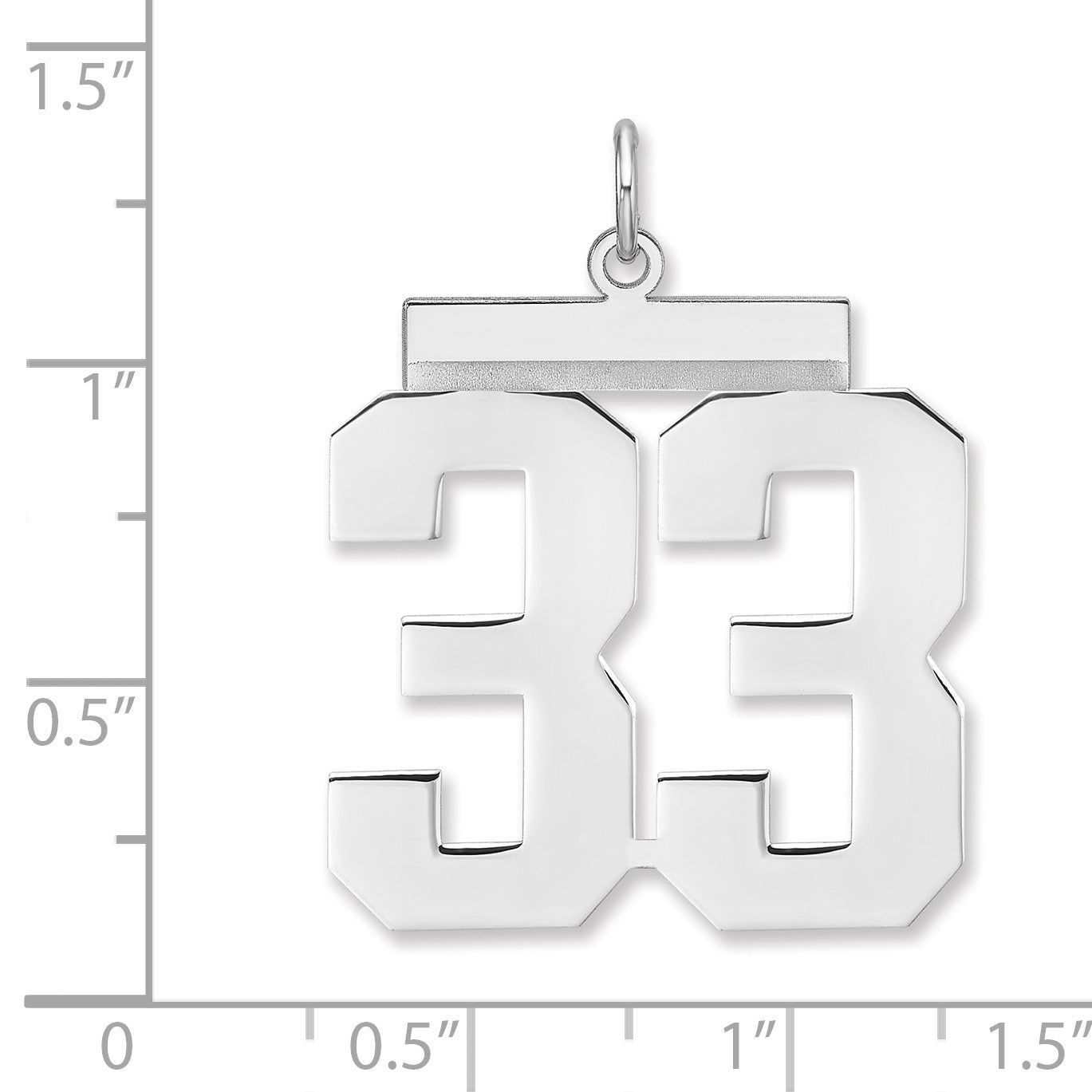 Sterling Silver/Rhodium-plated Polished Number 33 Charm
