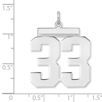 Sterling Silver/Rhodium-plated Polished Number 33 Charm