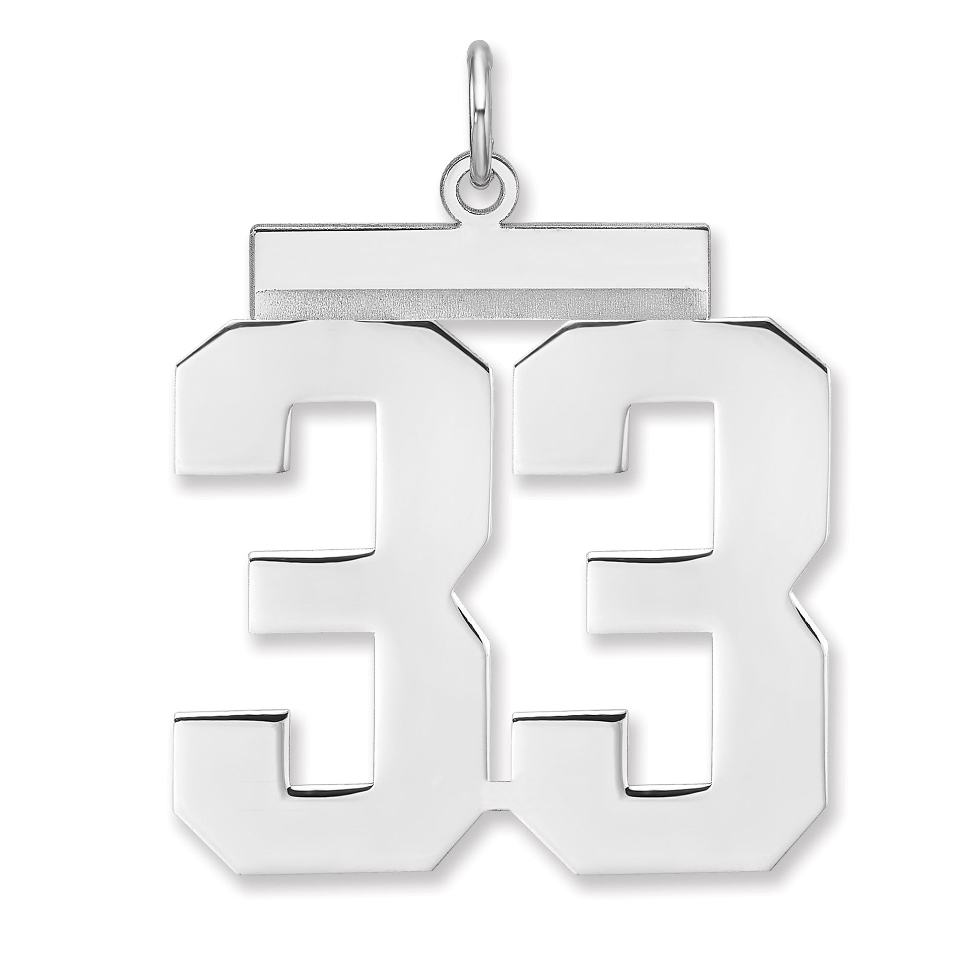 Sterling Silver/Rhodium-plated Polished Number 33 Charm