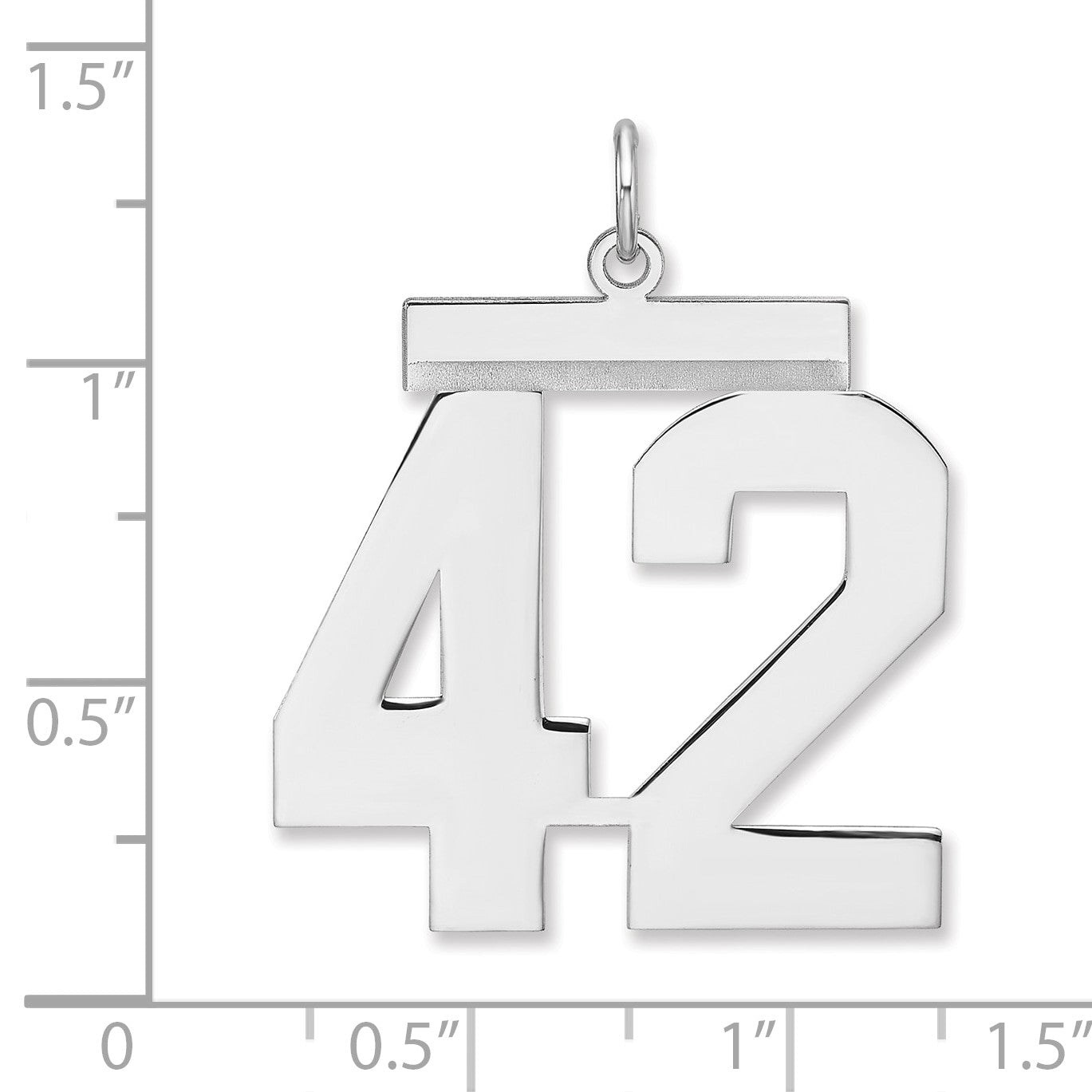 Sterling Silver/Rhodium-plated Polished Number 42 Charm