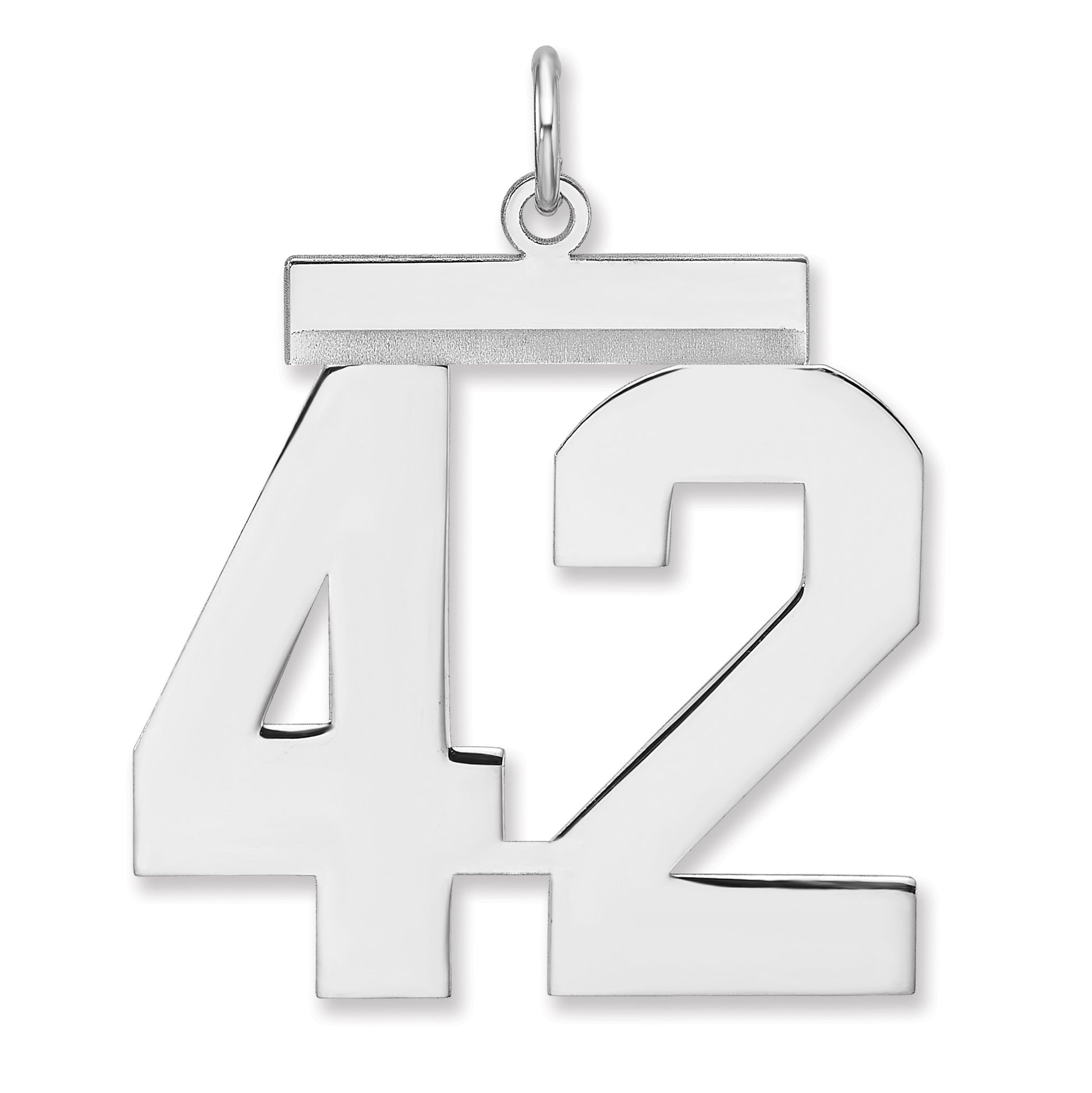 Sterling Silver/Rhodium-plated Polished Number 42 Charm