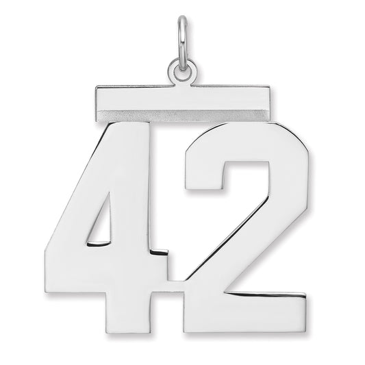 Sterling Silver/Rhodium-plated Polished Number 42 Charm