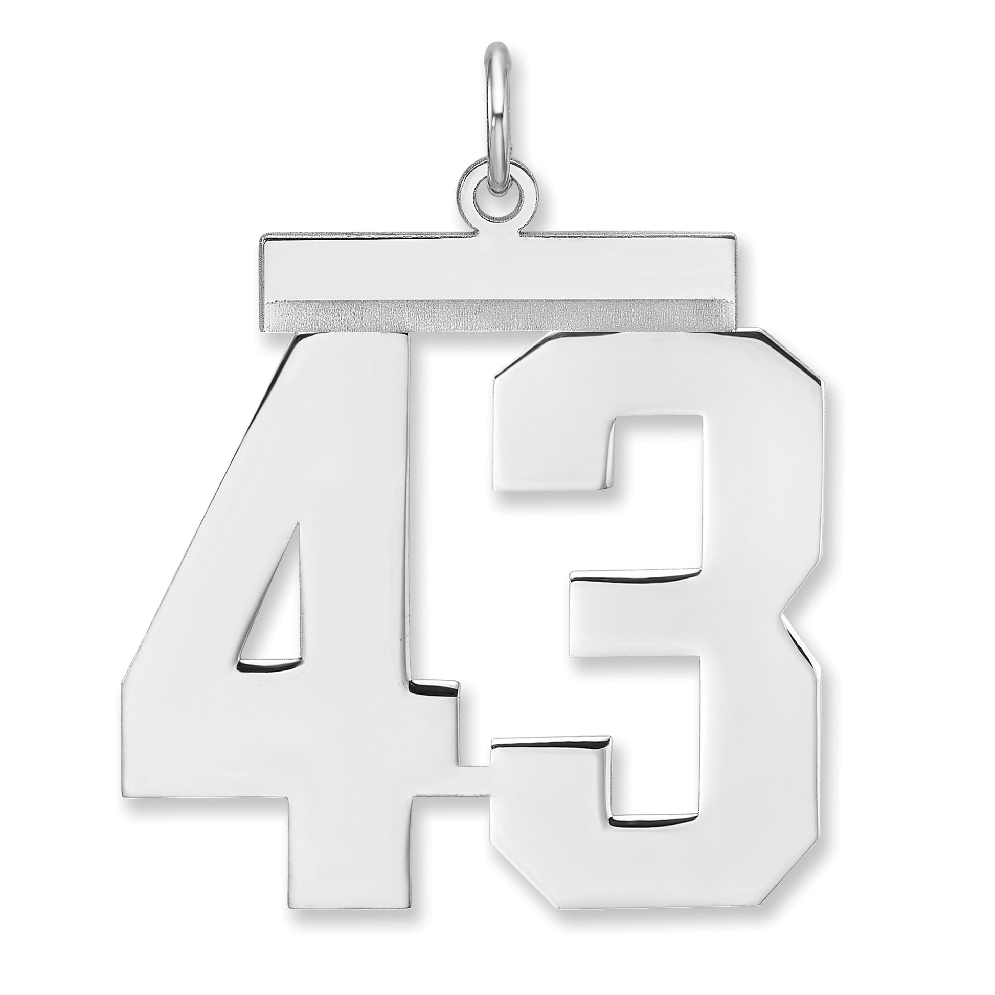 Sterling Silver/Rhodium-plated Polished Number 43 Charm
