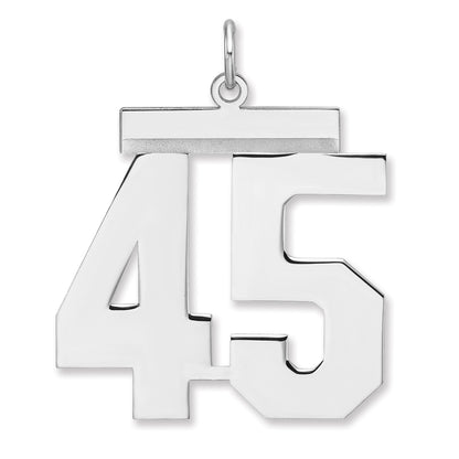 Sterling Silver/Rhodium-plated Polished Number 45 Charm
