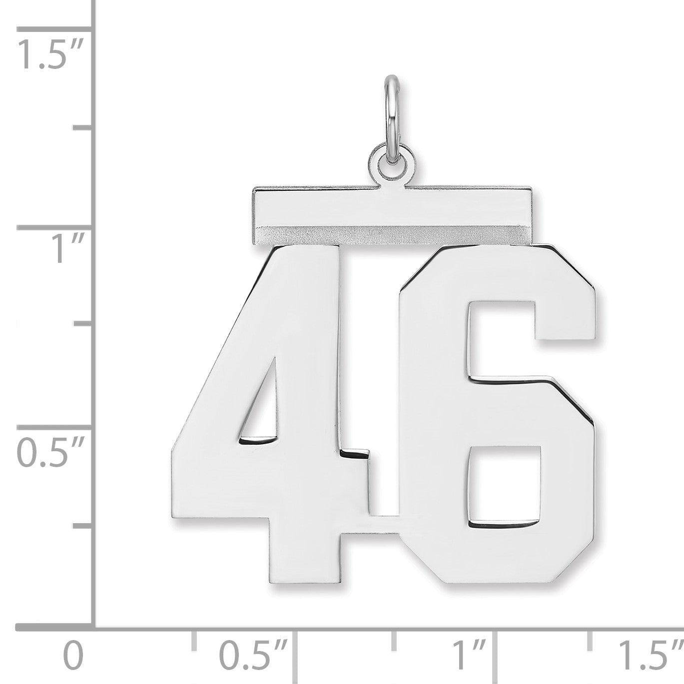 Sterling Silver/Rhodium-plated Polished Number 46 Charm