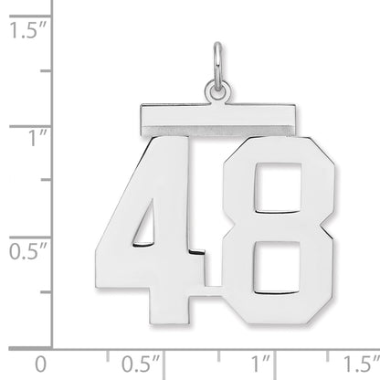Sterling Silver/Rhodium-plated Polished Number 48 Charm