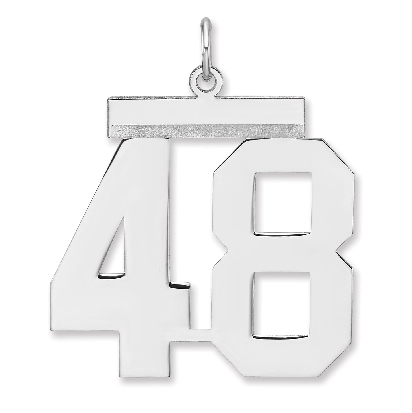 Sterling Silver/Rhodium-plated Polished Number 48 Charm
