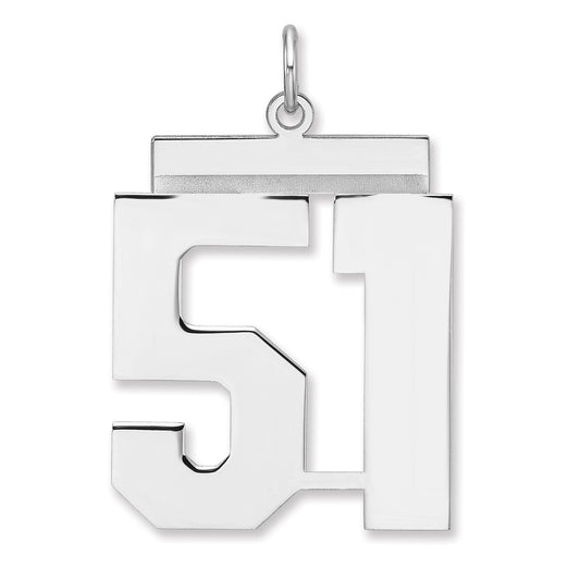 Sterling Silver/Rhodium-plated Polished Number 51 Charm