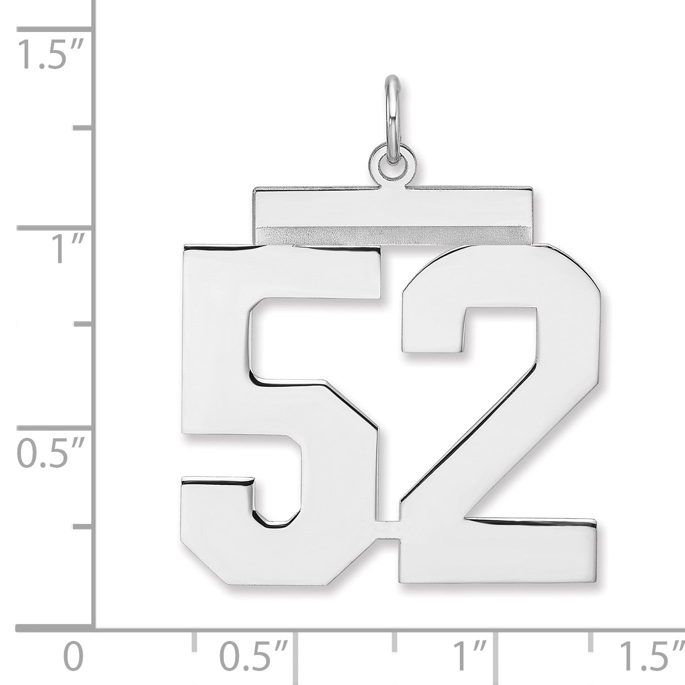 Sterling Silver/Rhodium-plated Polished Number 52 Charm