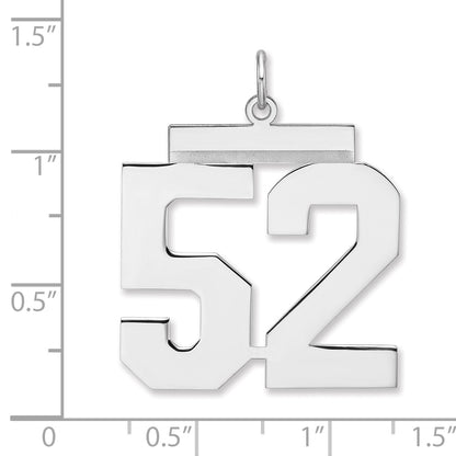 Sterling Silver/Rhodium-plated Polished Number 52 Charm