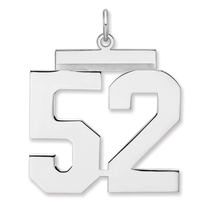 Sterling Silver/Rhodium-plated Polished Number 52 Charm