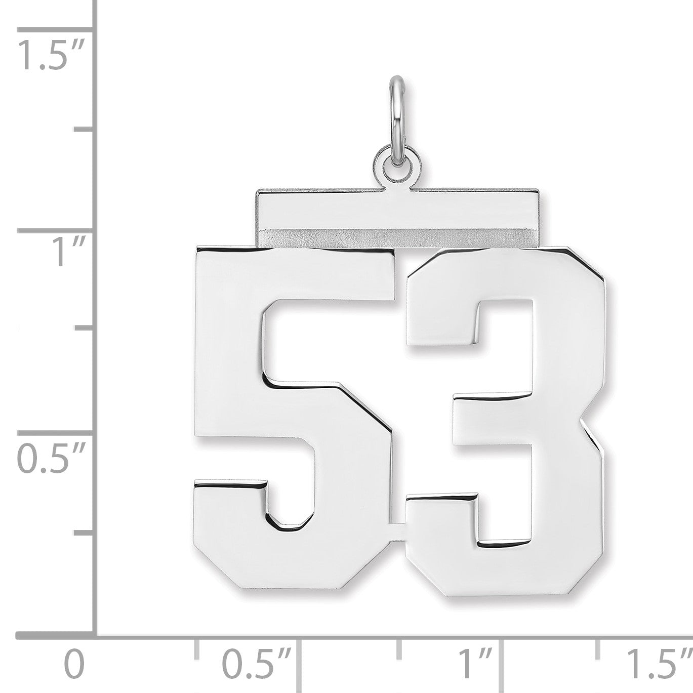 Sterling Silver/Rhodium-plated Polished Number 53 Charm