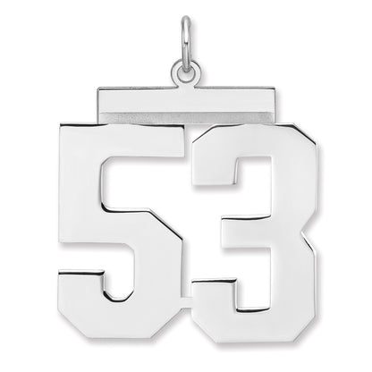 Sterling Silver/Rhodium-plated Polished Number 53 Charm