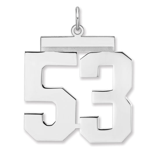 Sterling Silver/Rhodium-plated Polished Number 53 Charm