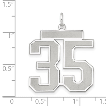 Sterling Silver/Rhodium-plated Satin Number 35 Charm