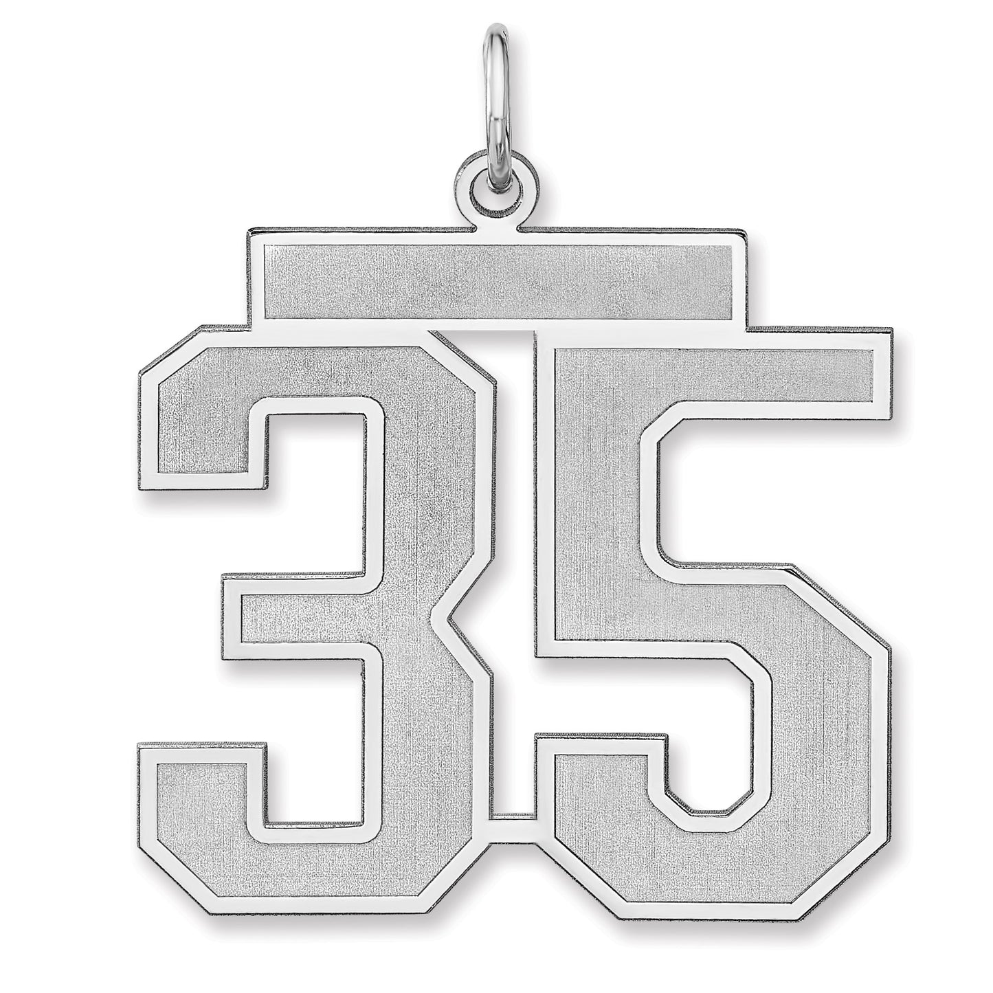 Sterling Silver/Rhodium-plated Satin Number 35 Charm