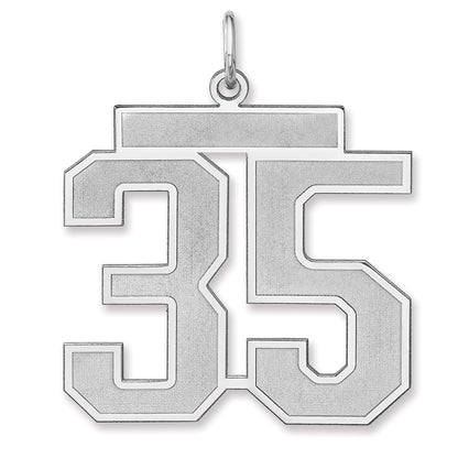 Sterling Silver/Rhodium-plated Satin Number 35 Charm