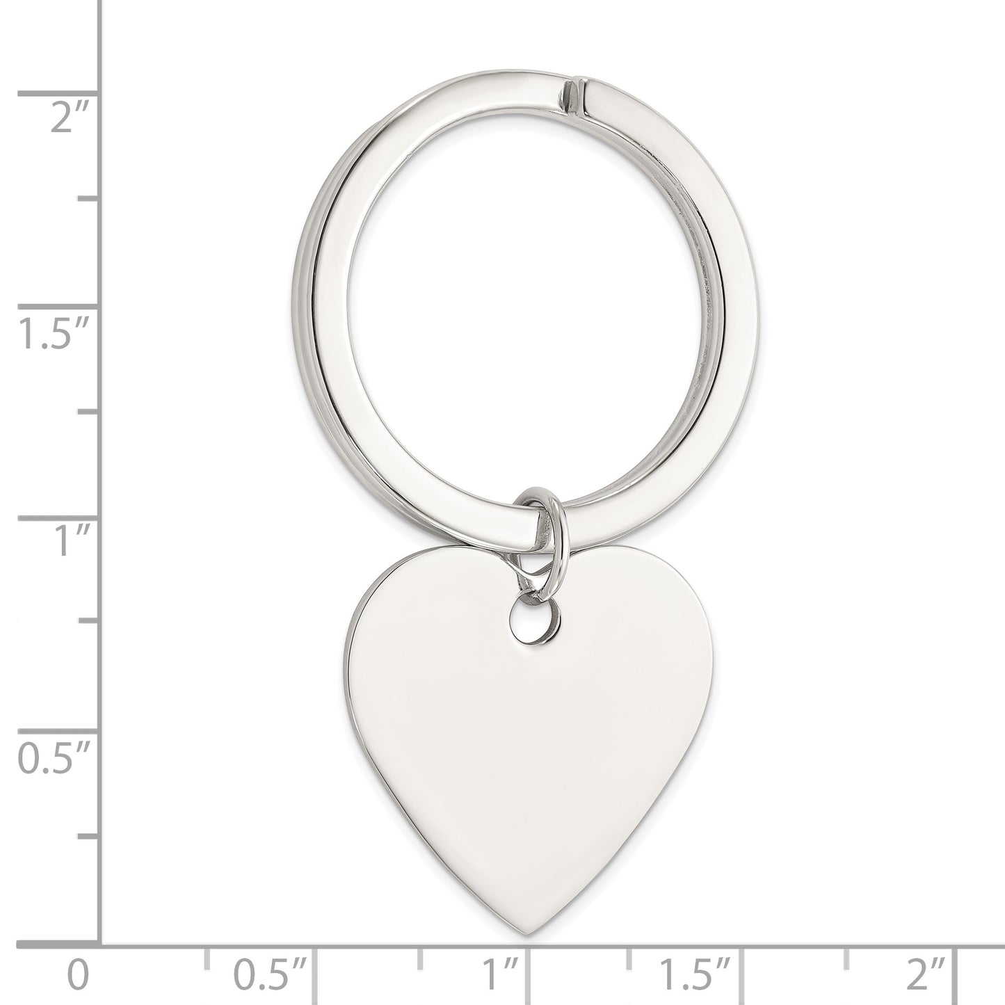 Sterling Silver Rhodium-plated Heart Key Ring