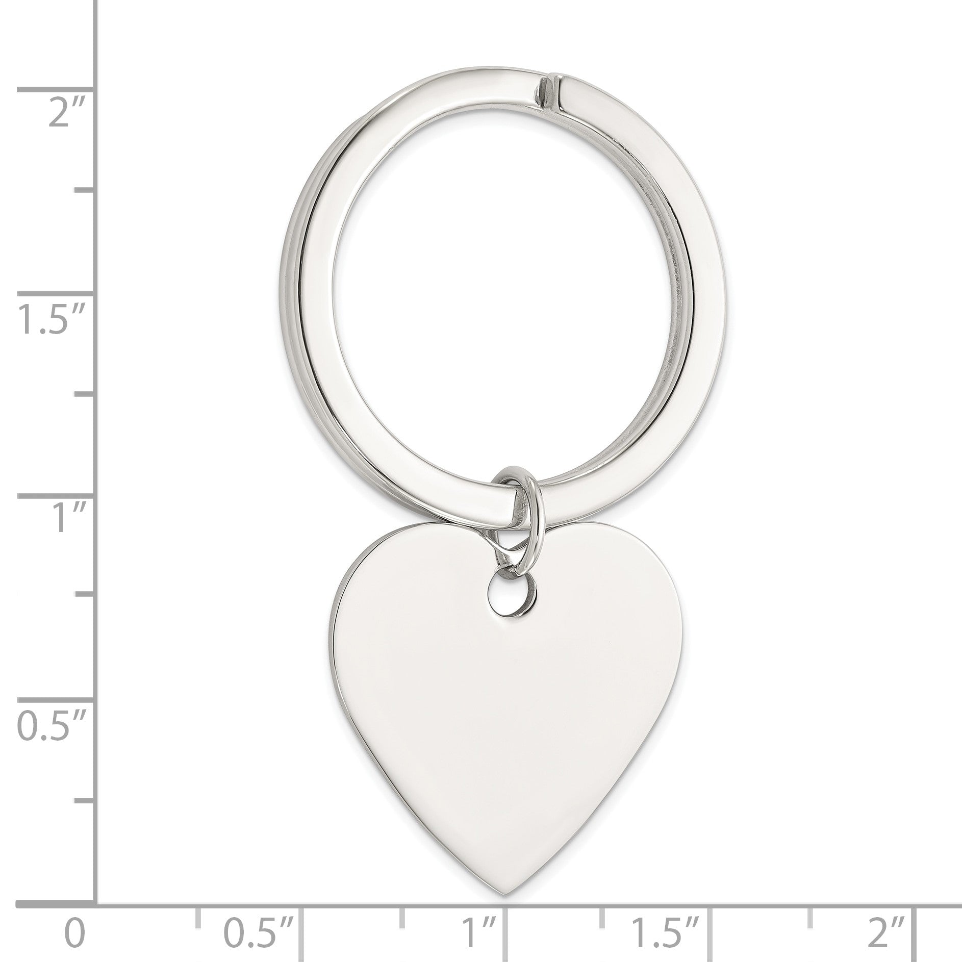Sterling Silver Rhodium-plated Heart Key Ring