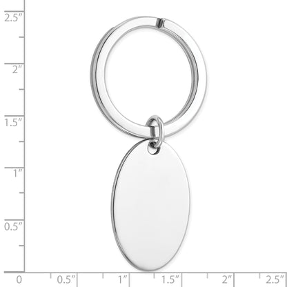 Sterling Silver Rhodium-plated Oval Key Ring