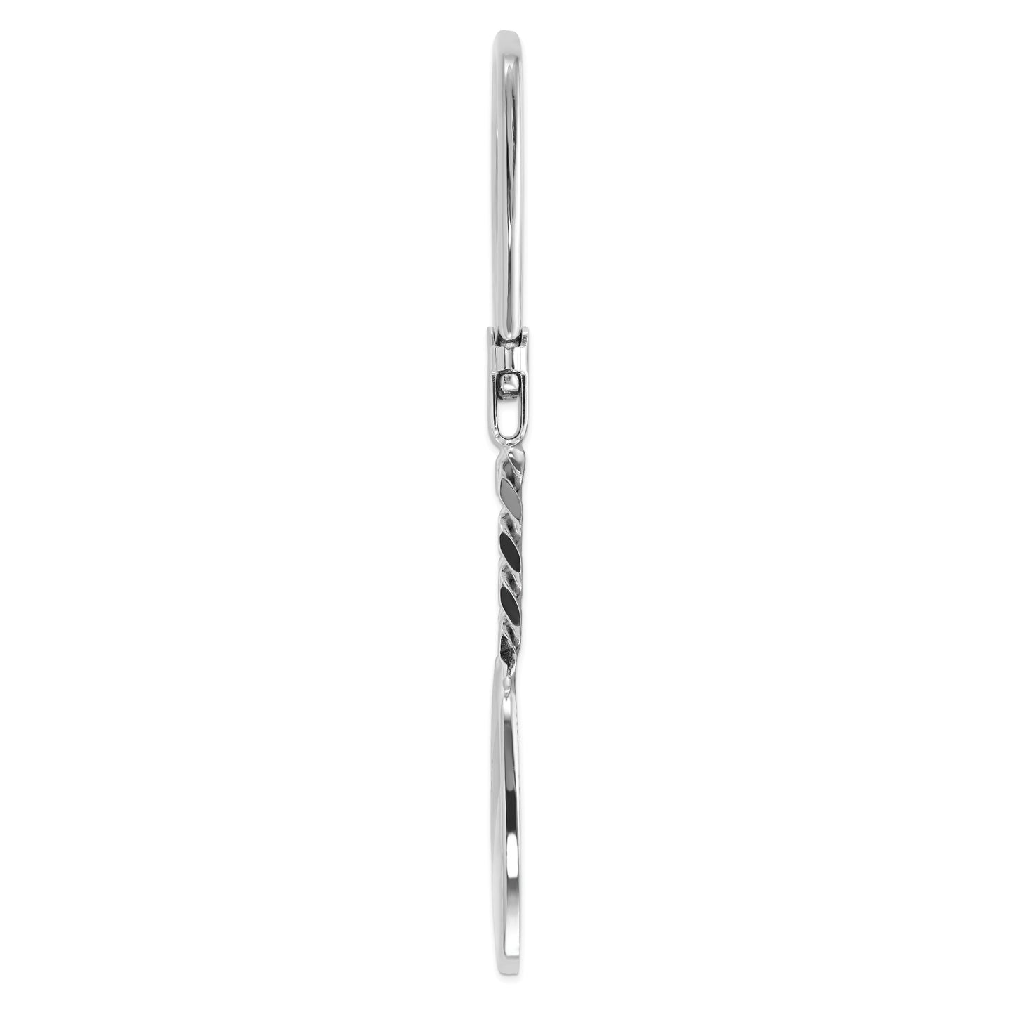 Sterling Silver Rhodium Plated Brushed & Polished Key Chain