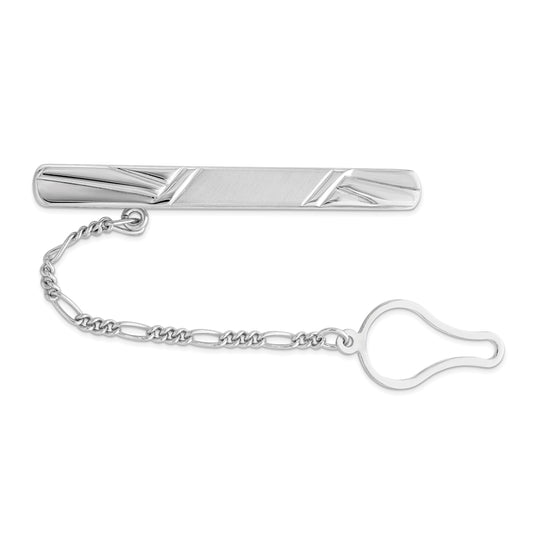Sterling Silver Rhodium Plated Tie Clip