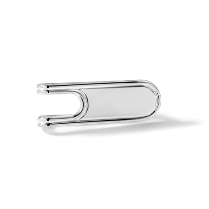 Sterling Silver Rhod-plated Polished Grooved Edge Open Back Money Clip