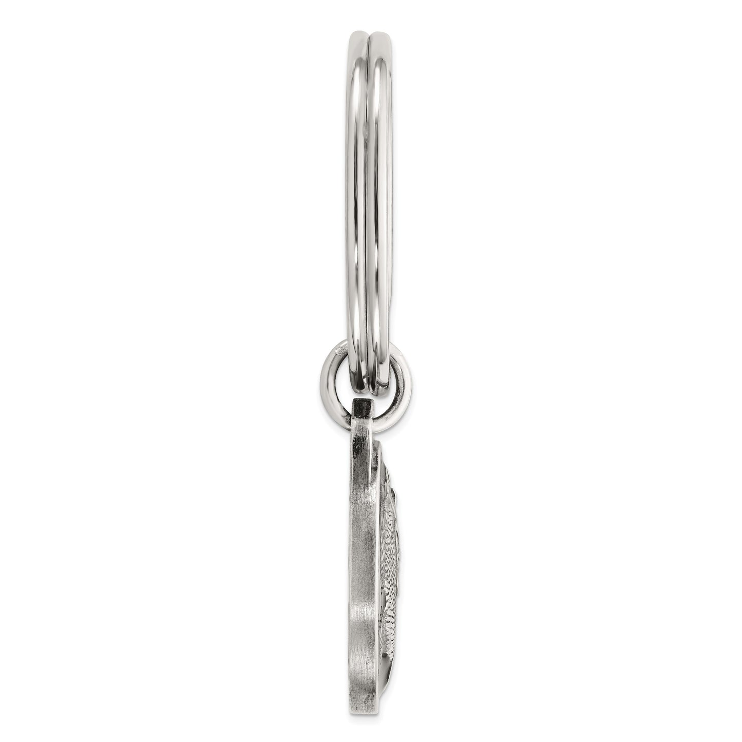 Sterling Silver Rhodium-plated Black Epoxy Bass Fish Keychain
