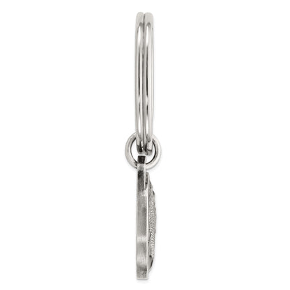 Sterling Silver Rhodium-plated Black Epoxy Bass Fish Keychain