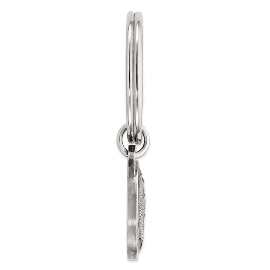 Sterling Silver Rhodium-plated Black Epoxy Bass Fish Keychain