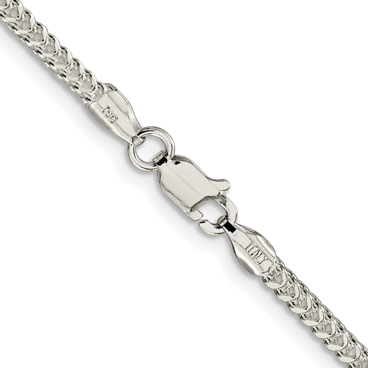 Sterling Silver Rhodium-plated 1.8mm D/C Square Franco Chain