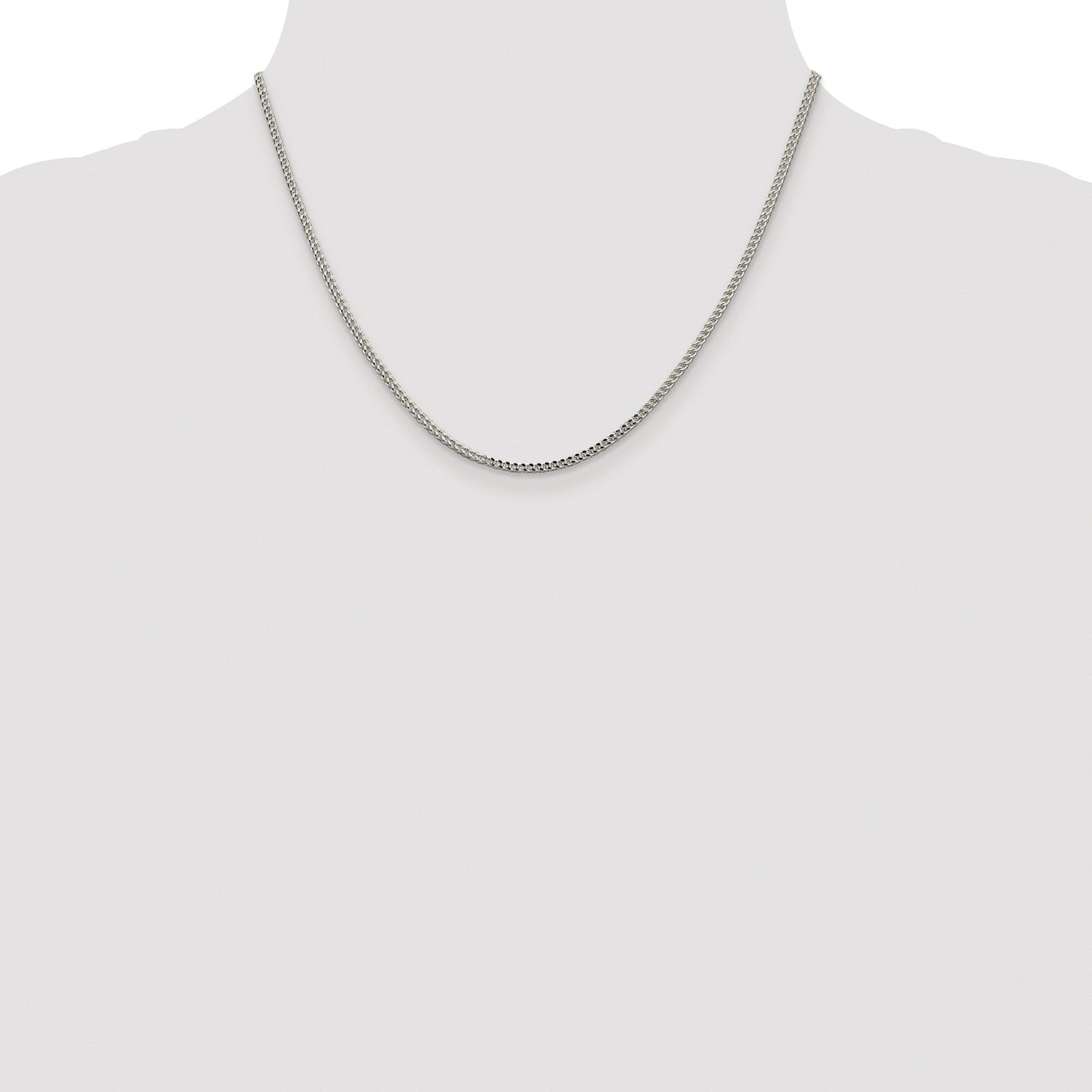 Sterling Silver Rhodium-plated 1.8mm D/C Square Franco Chain
