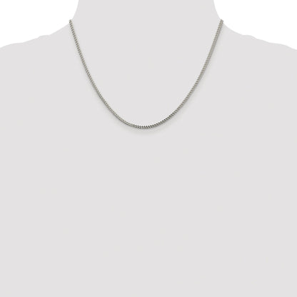 Sterling Silver Rhodium-plated 1.8mm D/C Square Franco Chain