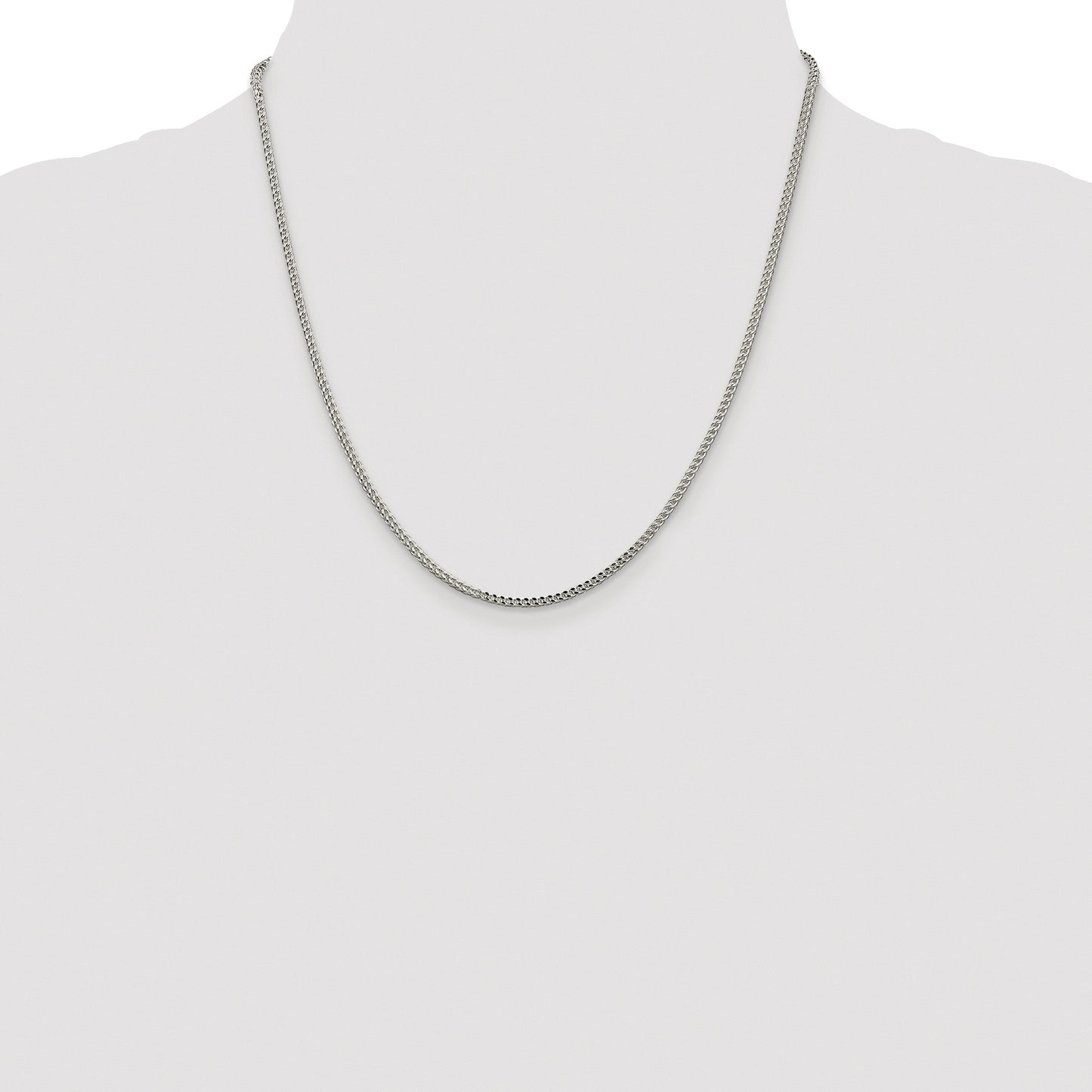 Sterling Silver Rhodium-plated 1.8mm D/C Square Franco Chain