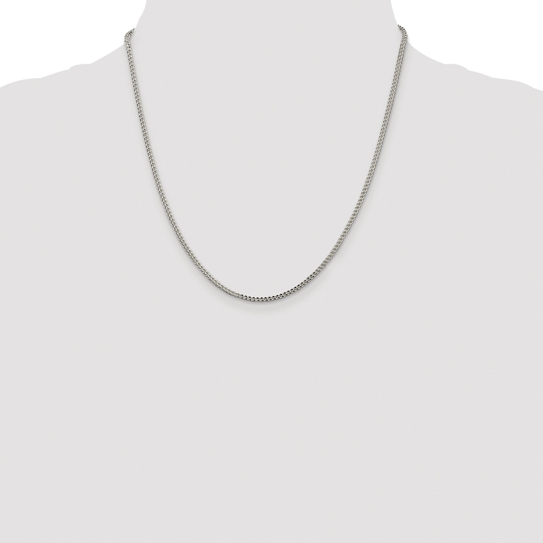 Sterling Silver Rhodium-plated 1.8mm D/C Square Franco Chain