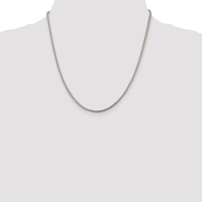 Sterling Silver Rhodium-plated 1.8mm D/C Square Franco Chain