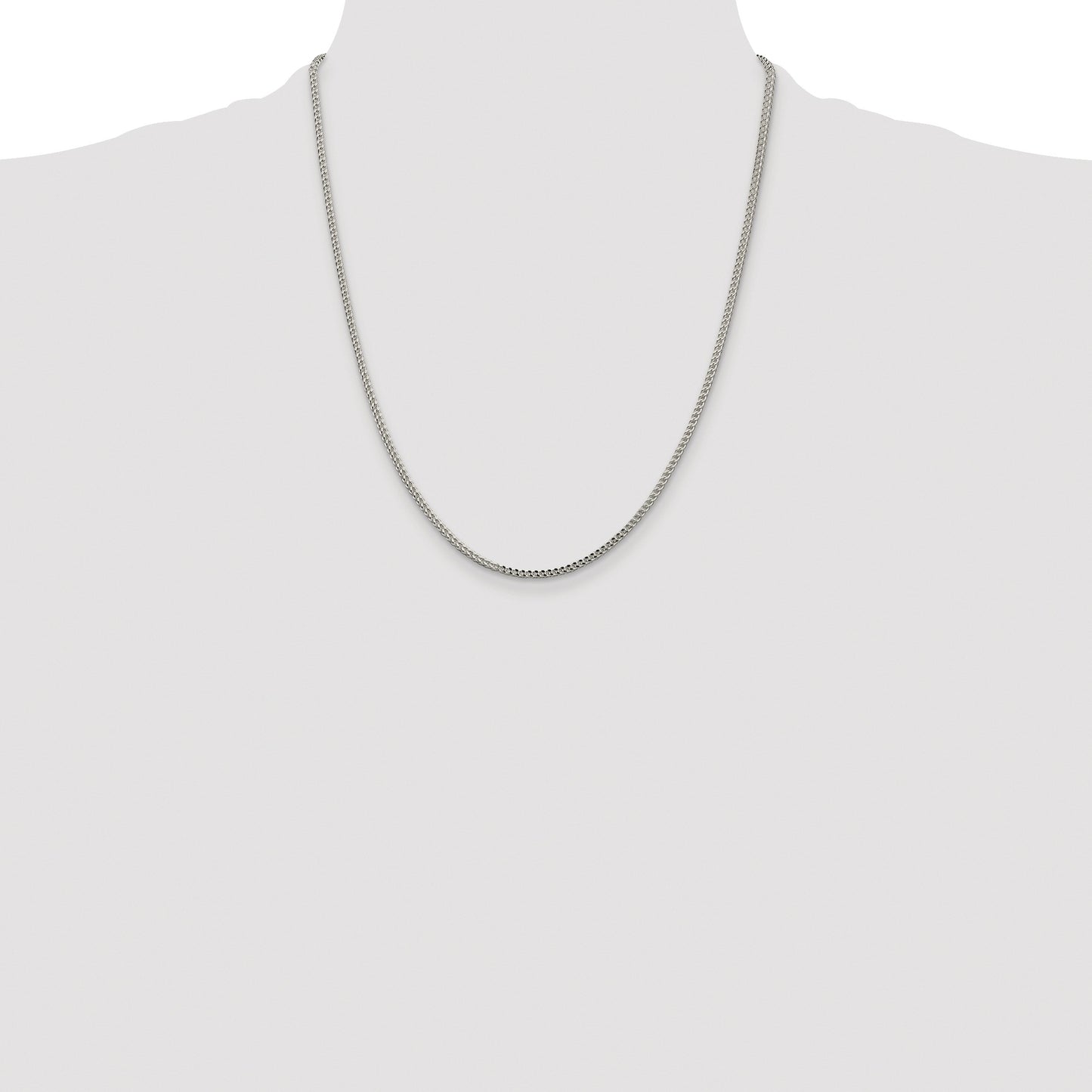 Sterling Silver Rhodium-plated 1.8mm D/C Square Franco Chain