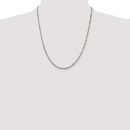 Sterling Silver Rhodium-plated 1.8mm D/C Square Franco Chain