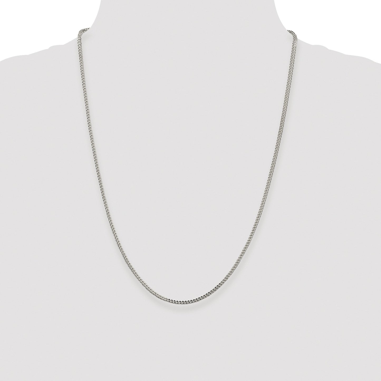 Sterling Silver Rhodium-plated 1.8mm D/C Square Franco Chain