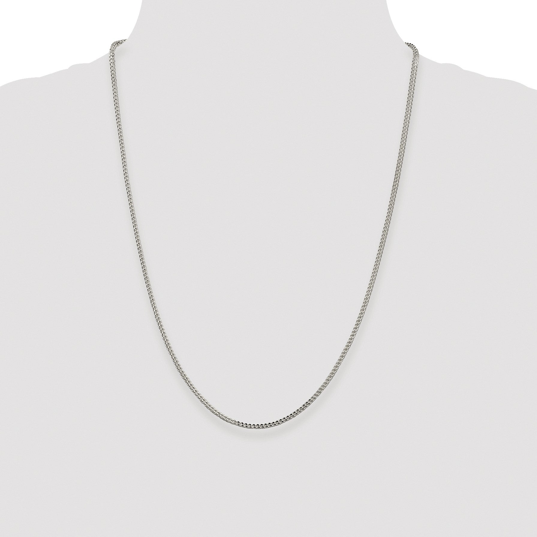 Sterling Silver Rhodium-plated 1.8mm D/C Square Franco Chain