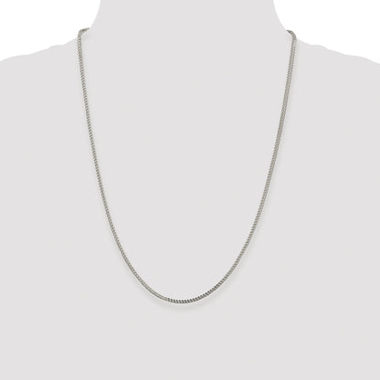 Sterling Silver Rhodium-plated 1.8mm D/C Square Franco Chain