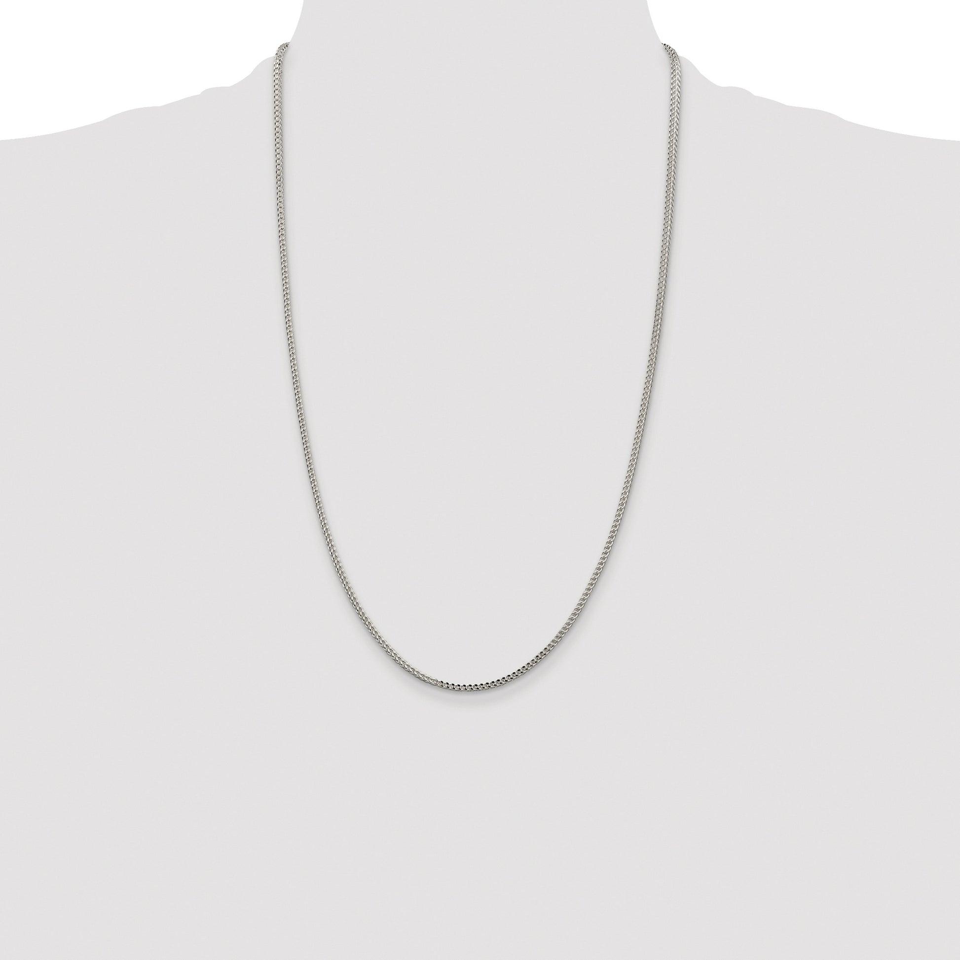 Sterling Silver Rhodium-plated 1.8mm D/C Square Franco Chain