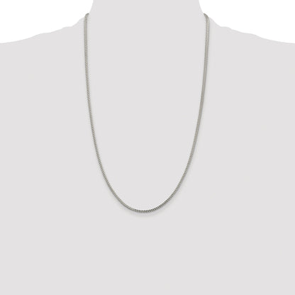 Sterling Silver Rhodium-plated 1.8mm D/C Square Franco Chain