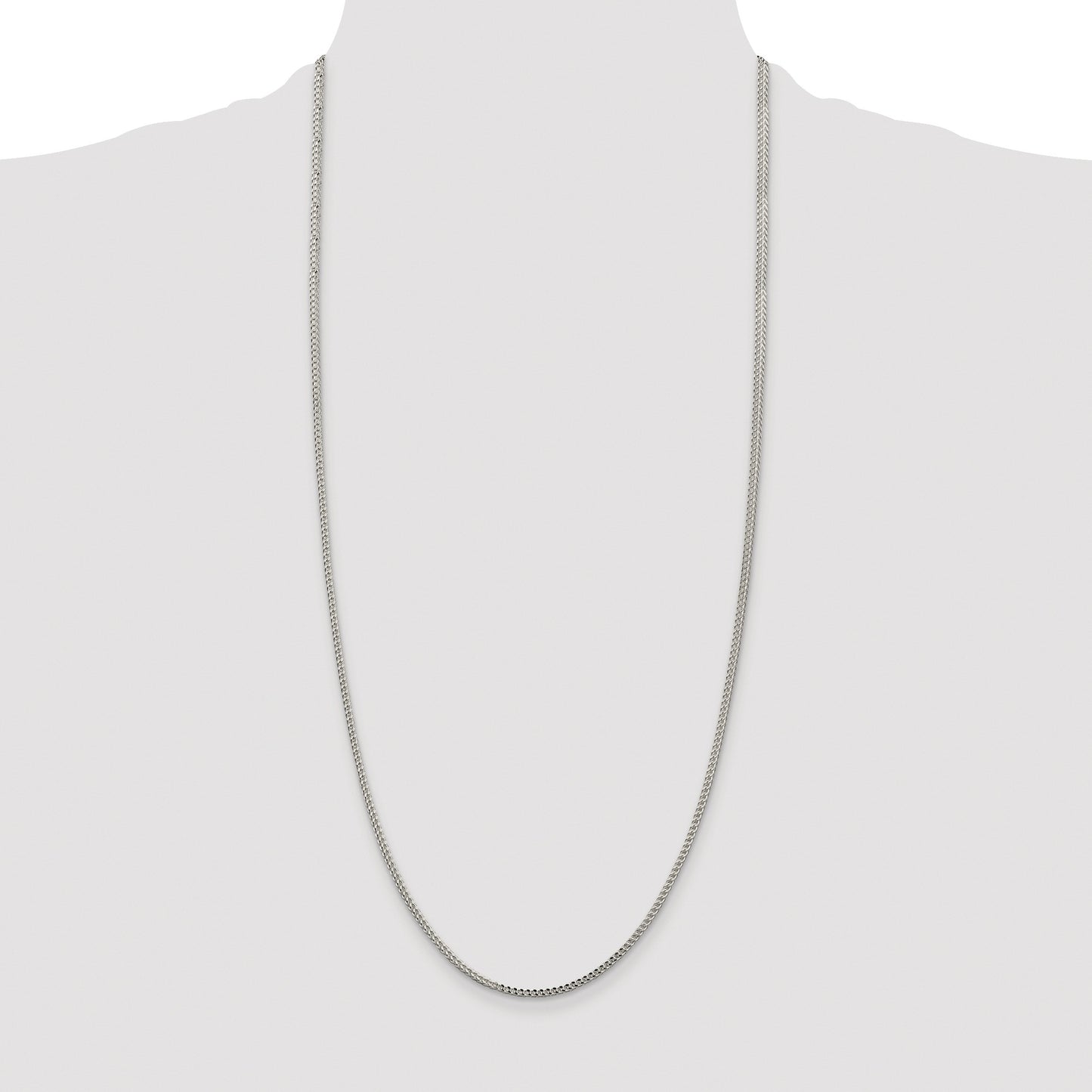 Sterling Silver Rhodium-plated 1.8mm D/C Square Franco Chain